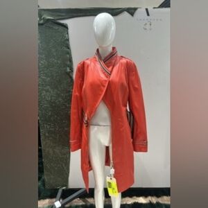 Ottimo Lamb Leather Red Trench Coat